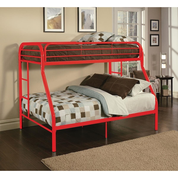 Oceantailer 60 x 78 x 54 in. Metal Tube Twin Full Bunk Bed - Red 286576 - main